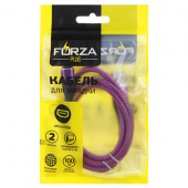 кабель для зарядки телефона forza, спиральная тканная оплетка, micro usb, 2а, 1м, пластик