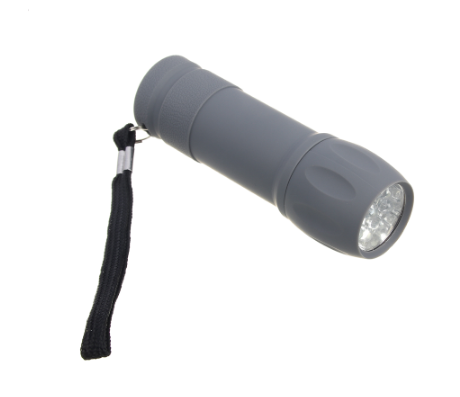 фонарик мини, прорезиненное покрытие, 9 led, 1 режим, 3хааа ермак