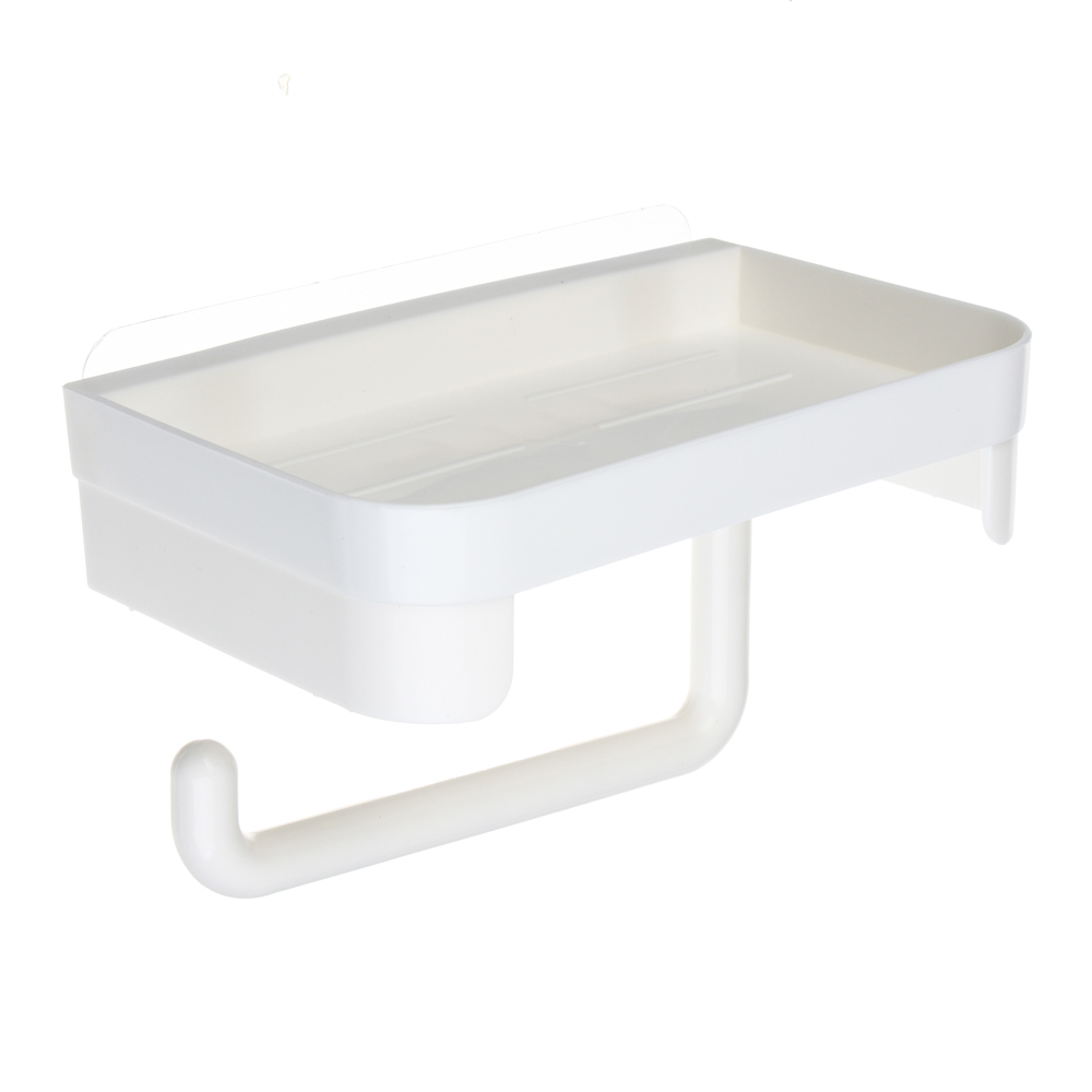 держатель для туалетной бумаги с полкой пластик vetta classic молочный 18x11x4,5см
