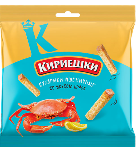 сухарики пшеничные со вкусом краб кириешки 100г