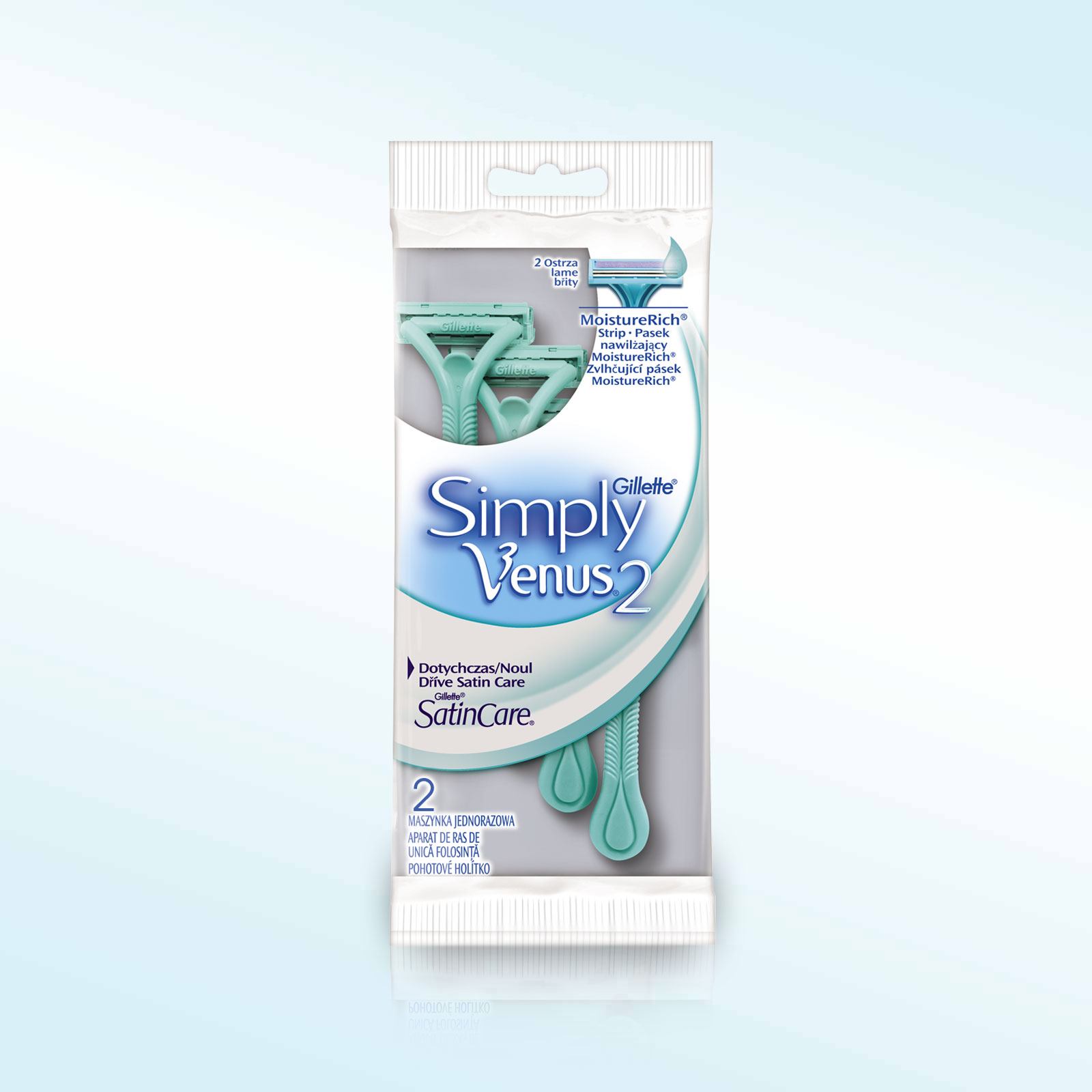 станок для бритья одноразовый simply venus2 голубые для женщин, 2 шт