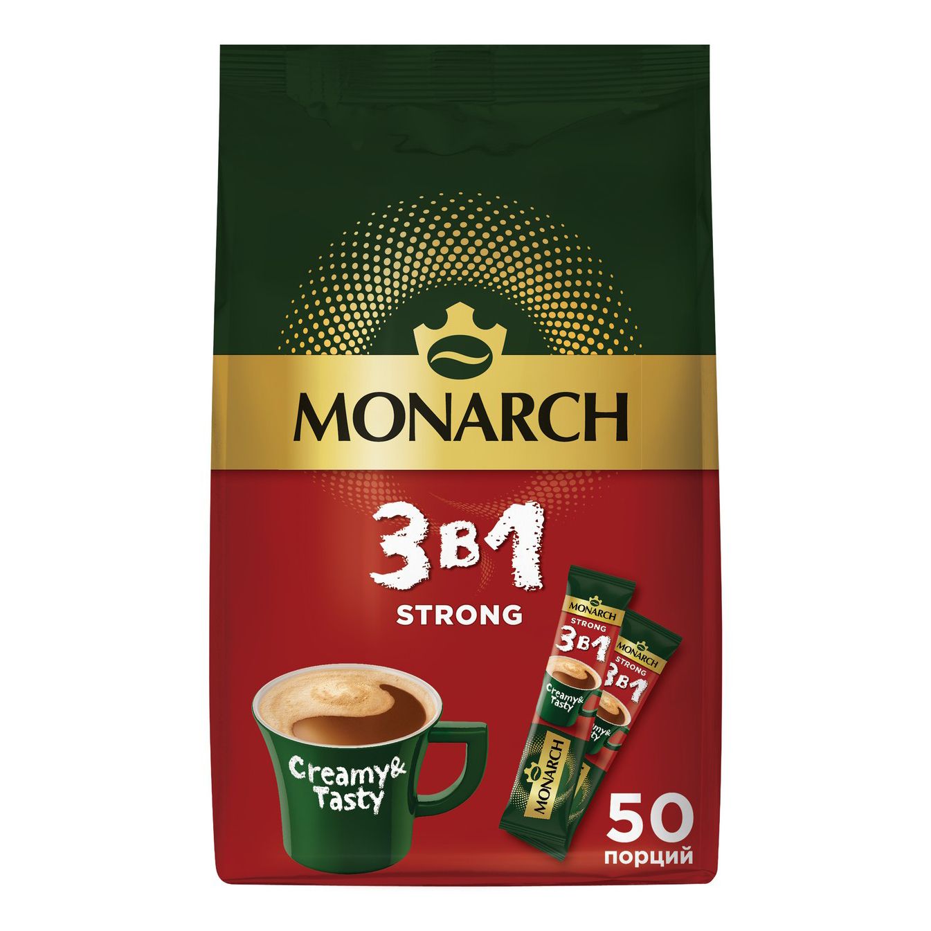 кофейный напиток monarch strong 3в1 растворимый 13г х 50шт