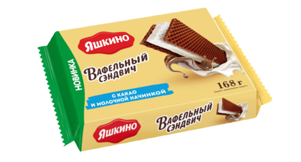вафли сэндвич яшкино с какао и мол.начинкой 168г