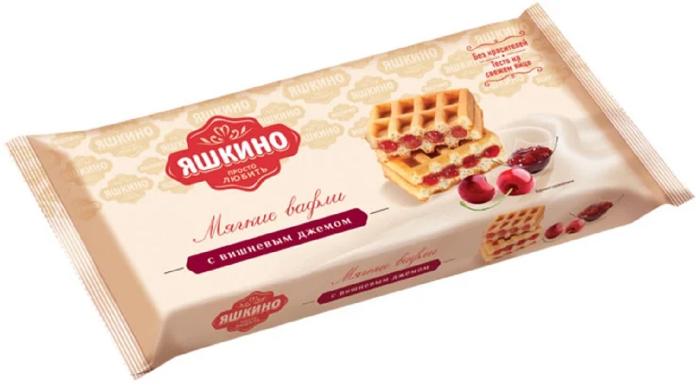 вафли яшкино мягкие с вишневым джемом 120г