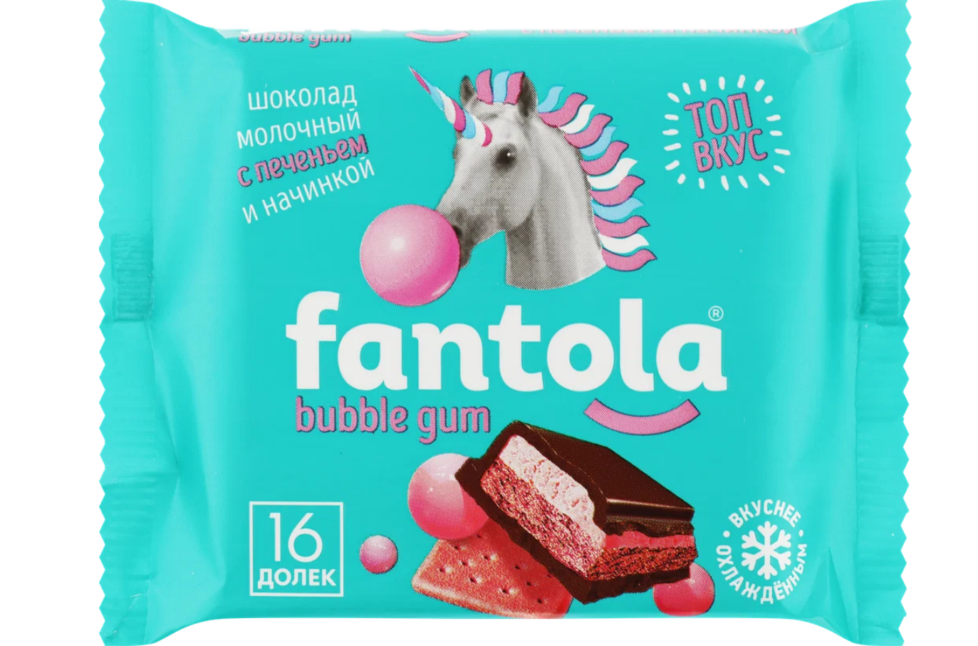 шоколад молочный fantola bubble gum с печеньем, 66г