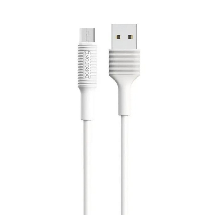 кабель borofone bx1 microusb-usb 2.4 а 1м pvc оплётка белый