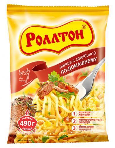 изделия макаронные бп роллтон  яичные с говядиной лапша по-домашнему пакет 85г