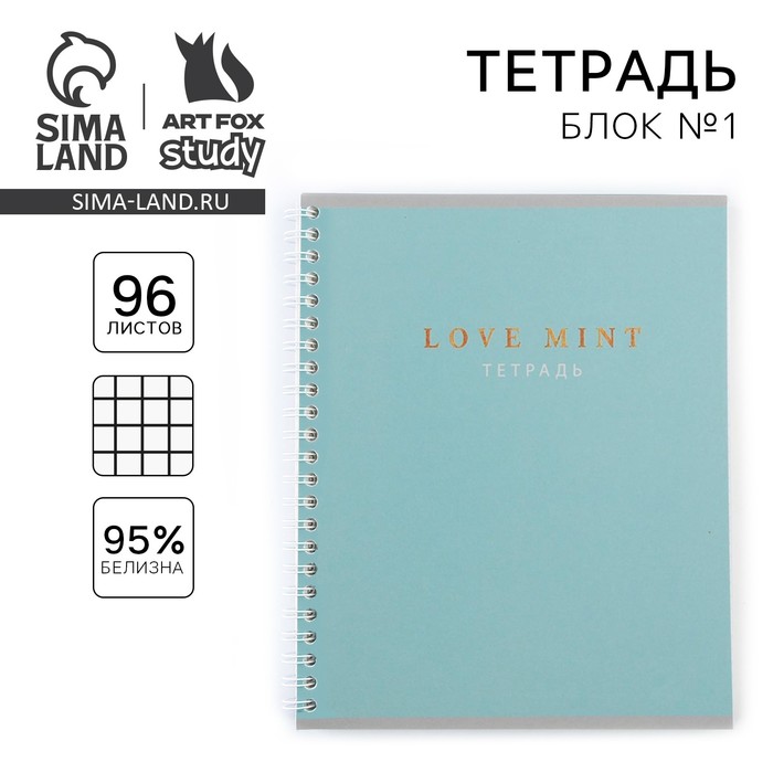 тетрадь а5 на спирали love mint 96 листов