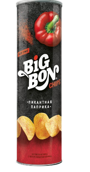 картофельные чипсы со вкусом пикантная паприка bigbon, тубус 130г