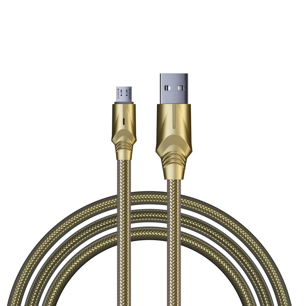 кабель для зарядки золото micro usb 1м быстрая зарядка qc3.0 штекер металл золотистый