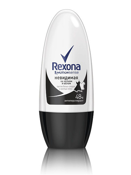 антиперспирант шариковый rexona невидимая/на черном и белом, 50 мл