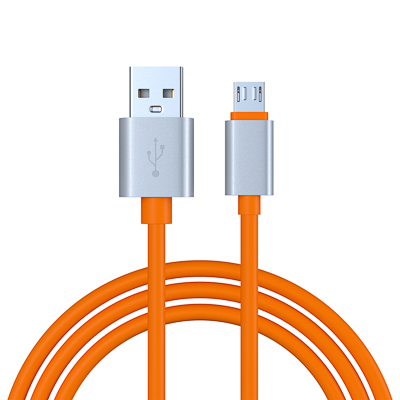 кабель для зарядки micro usb by, 1м, 2а, прорезиненный, оранжевый