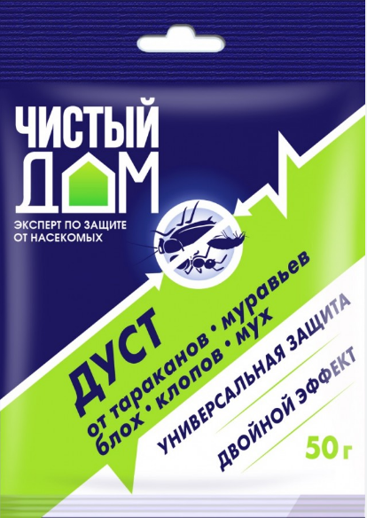 дуст 50г от тараканов/муравьев/клопов/блох/мухпает 02-452 чистый дом