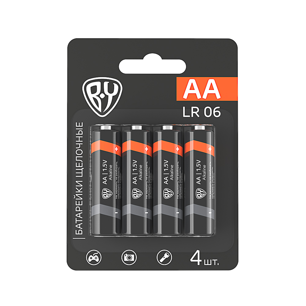 батарейки aa by lr06 4шт в блистере щелочные 1.5v высокой ёмкости