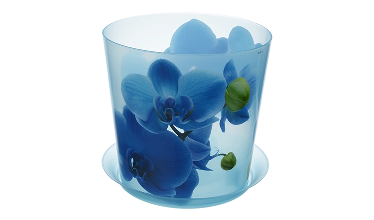кашпо деко орхидея голубая d125мм 1,2л 