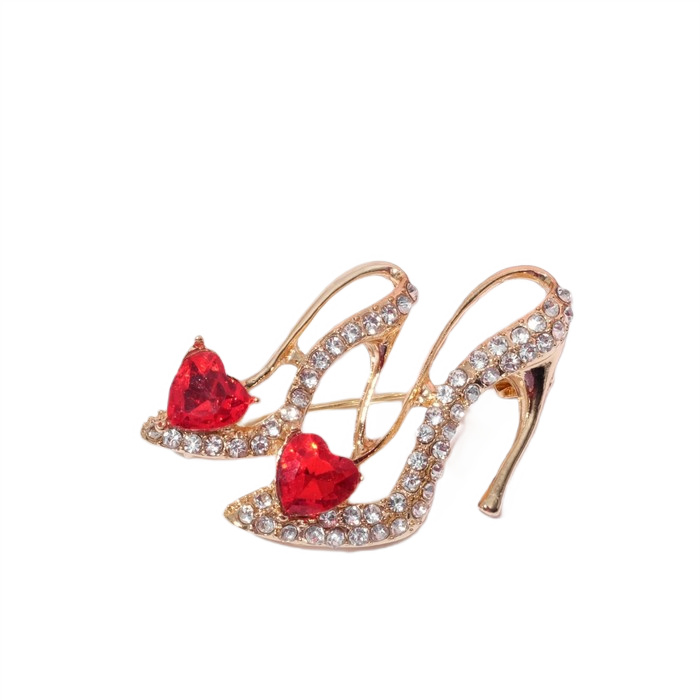 брошь туфель пара цвет красно-белый в золоте