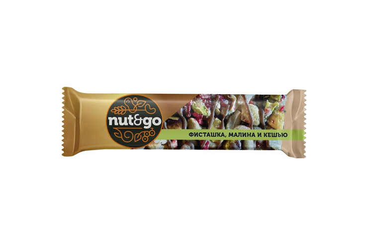 батончик nut&go фисташка кешью малина глазиров 28г