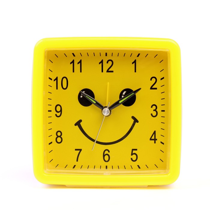 часы настольные будильник детский смайл циферблат d-9см 11х11см