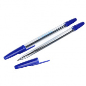 ручка шариковая синяя, с прозрачным корпусом, линия 0,7 мм