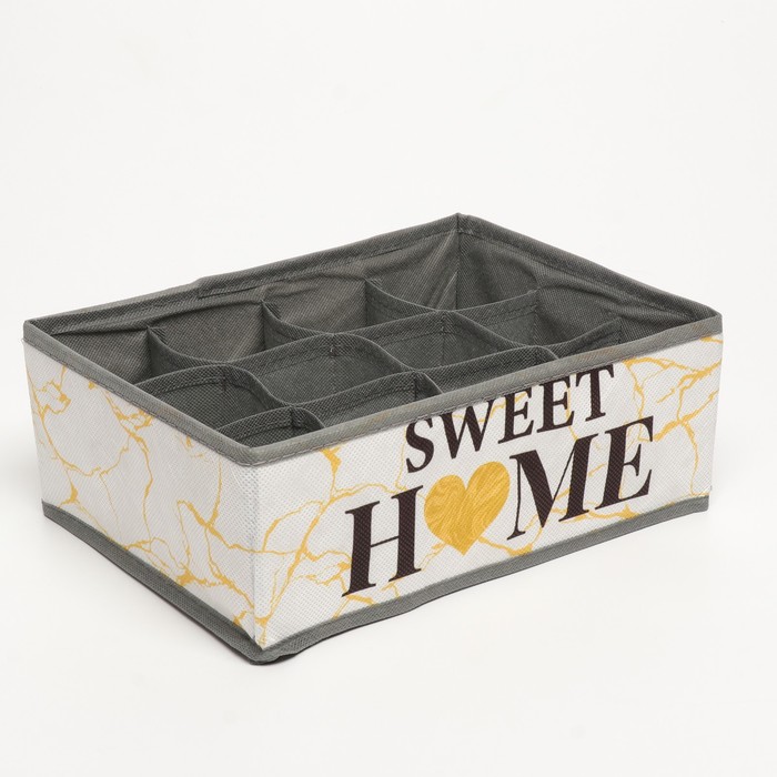 органайзер для хранения кофр для белья  12 ячеек sweet home 27х20х10см