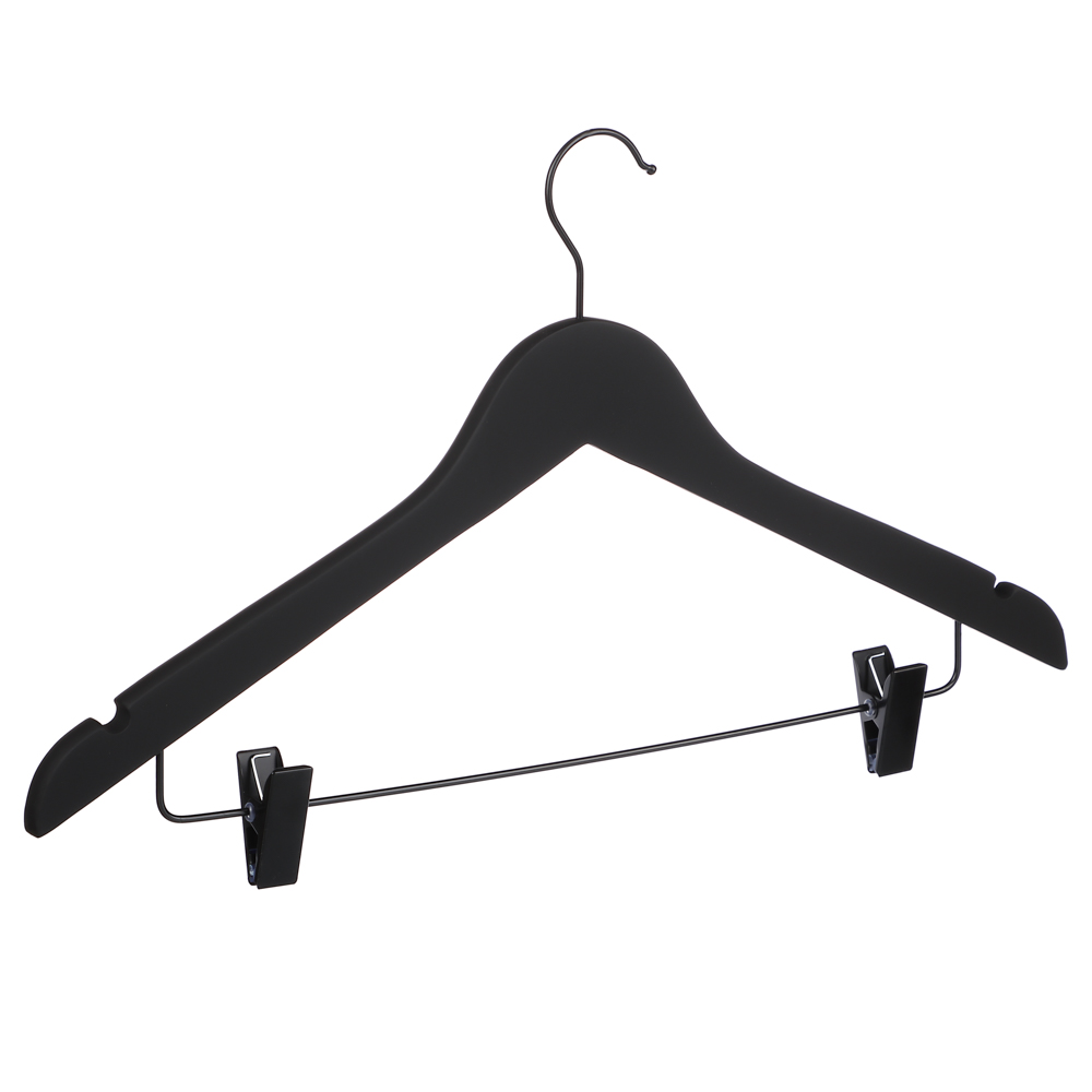 вешалка деревянная с клипсами vetta софт тач черная 45x26,5см