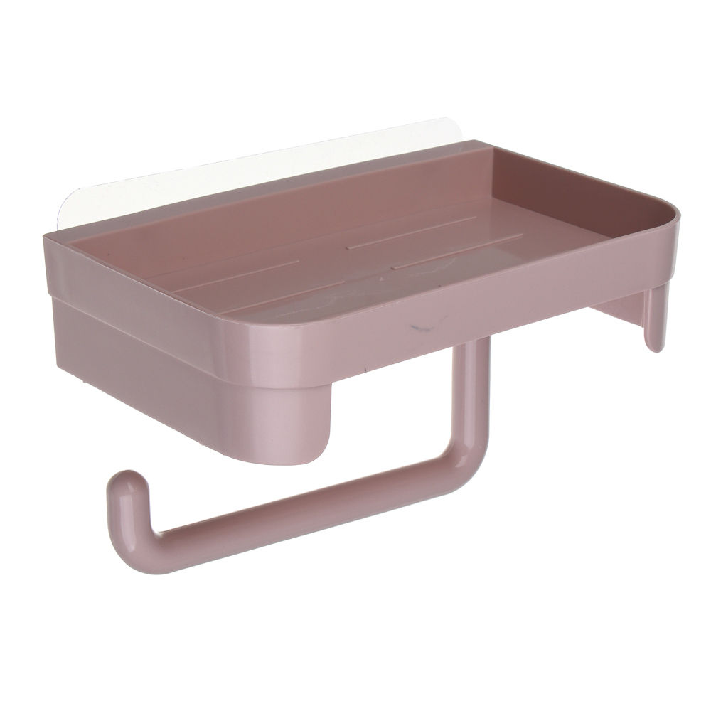 держатель для туалетной бумаги с полкой пластик vetta classic пудровый 18x11x4,5см