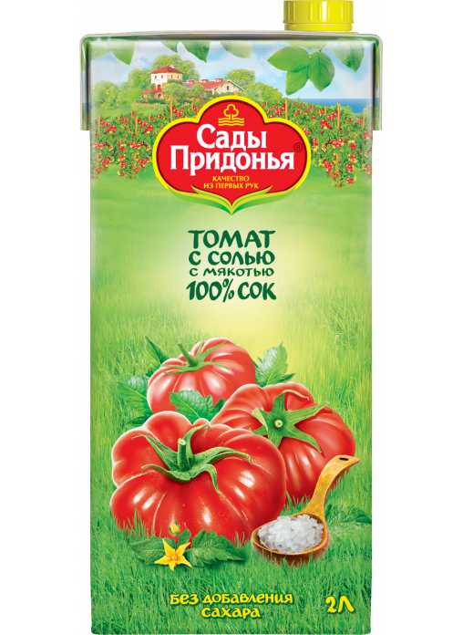 2л "сады придонья" сок томатный с солью с мякотью восстановленный