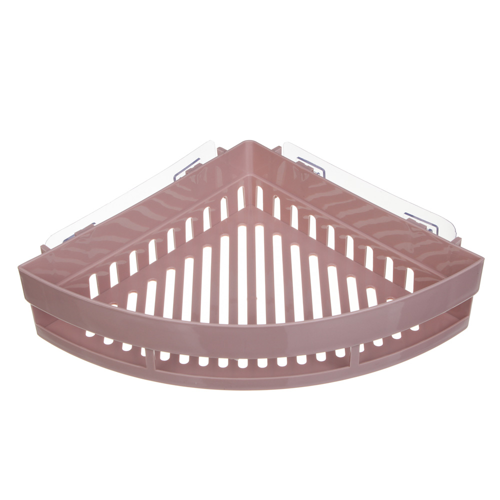полка настенная угловая большая пластик vetta classic пудровый 35x25x7см