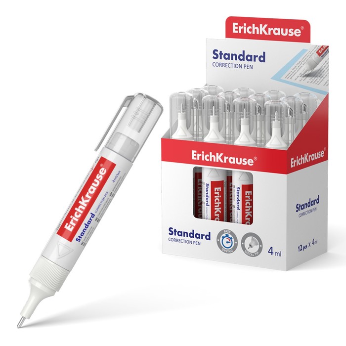 корректор-ручка erichkrause standard с метталлическим наконечником 4мл