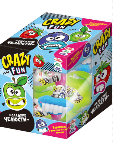 карамель crazy fun крученая в форме соски с челюстями 3,5г