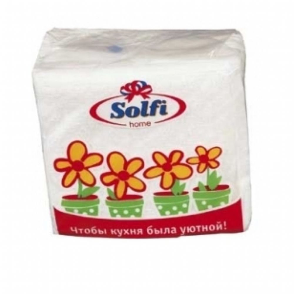 solfi салфетки бумажные 50 листов отбеленные/88