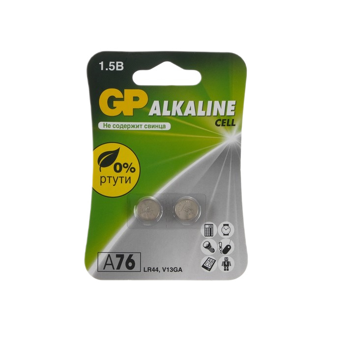 батарейка алкалиновая gp lr44 g13 v13ga a76-2bl 1.5в 2шт