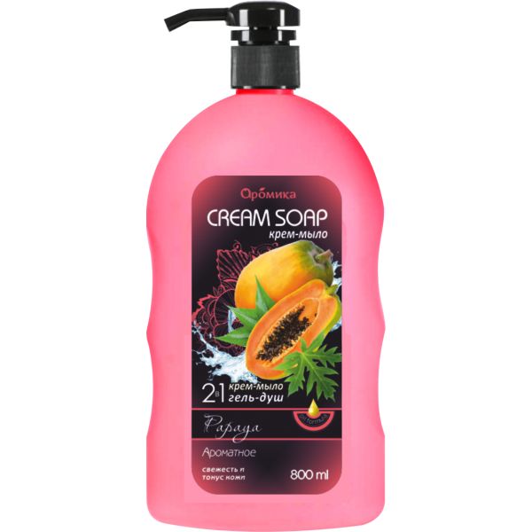 жидкое крем-мыло+гель д/душа aromika 2в1 papaya 800мл