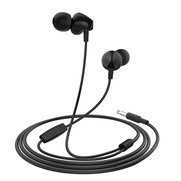 наушники hoco m60, проводные, вакуумные, микрофон, jack 3,5мм, 1,2м, черные