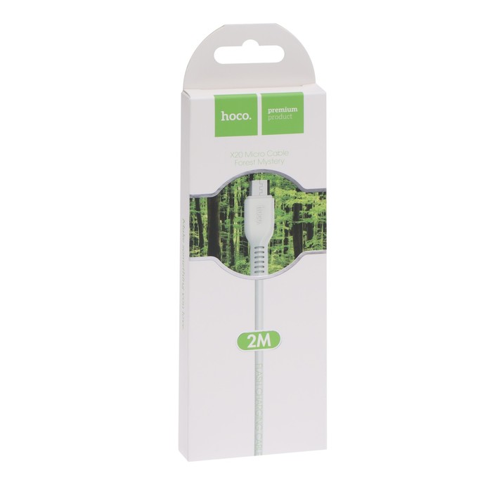 кабель hoco x20, microusb - usb, 2 а, 2м, pvc оплетка, белый