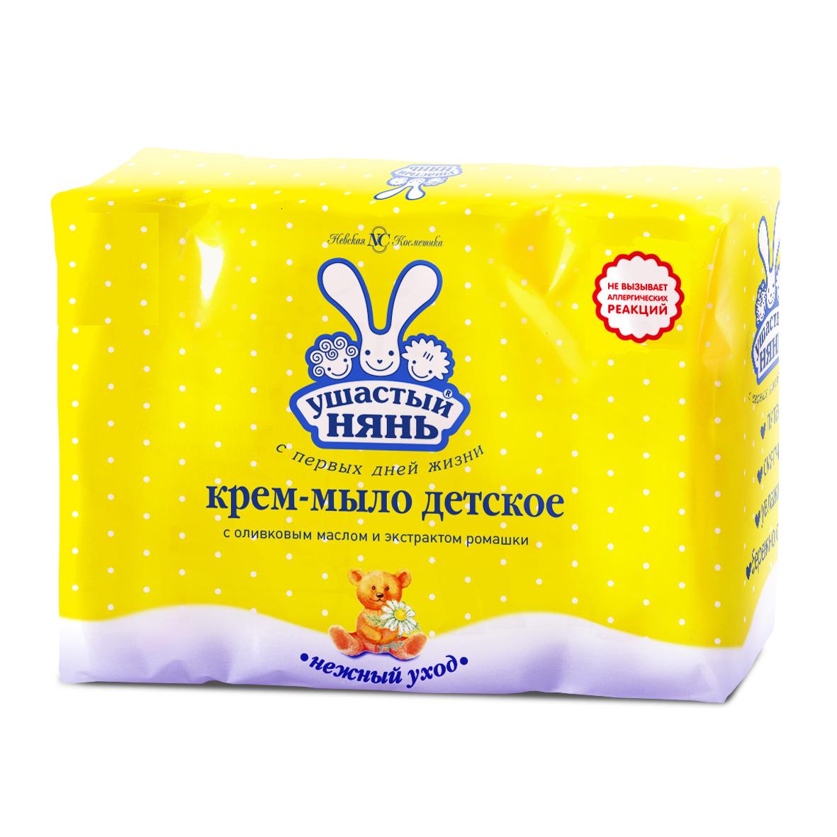 крем-мыло ушастый нянь оливковое масло+ромашка, 4*100 г 