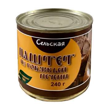 паштет сельский печеночный с говяжьей печенью 240г