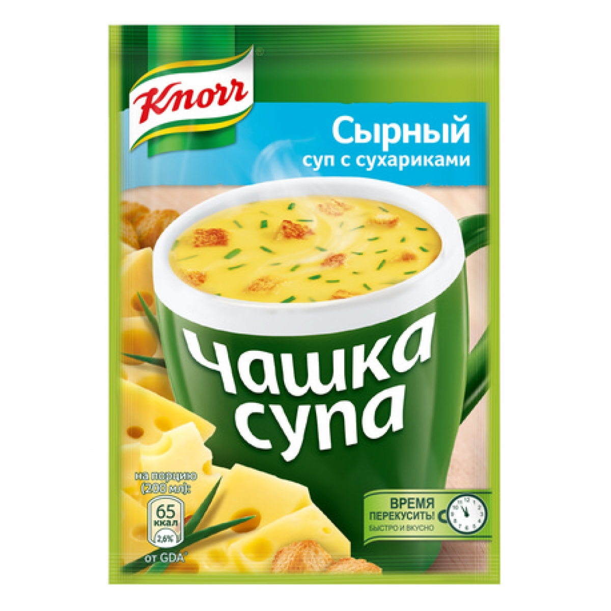 кнорр чашка супа сырный суп с сухариками 15.6г