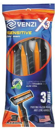 станки одноразовые venzi x3 3шт в пакете