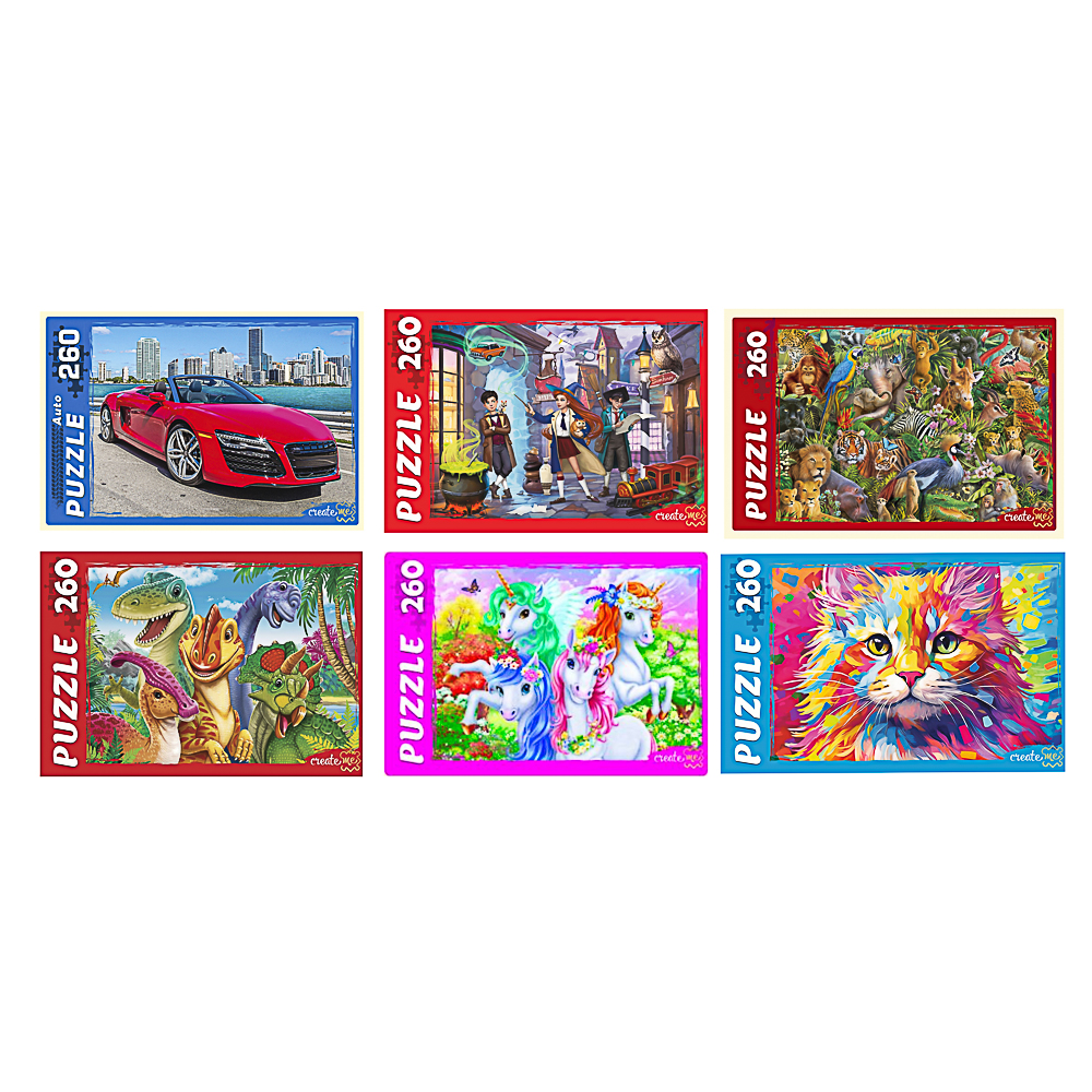 пазлы 260 элементов 27,3х37,4x27,3см 6 дизайнов