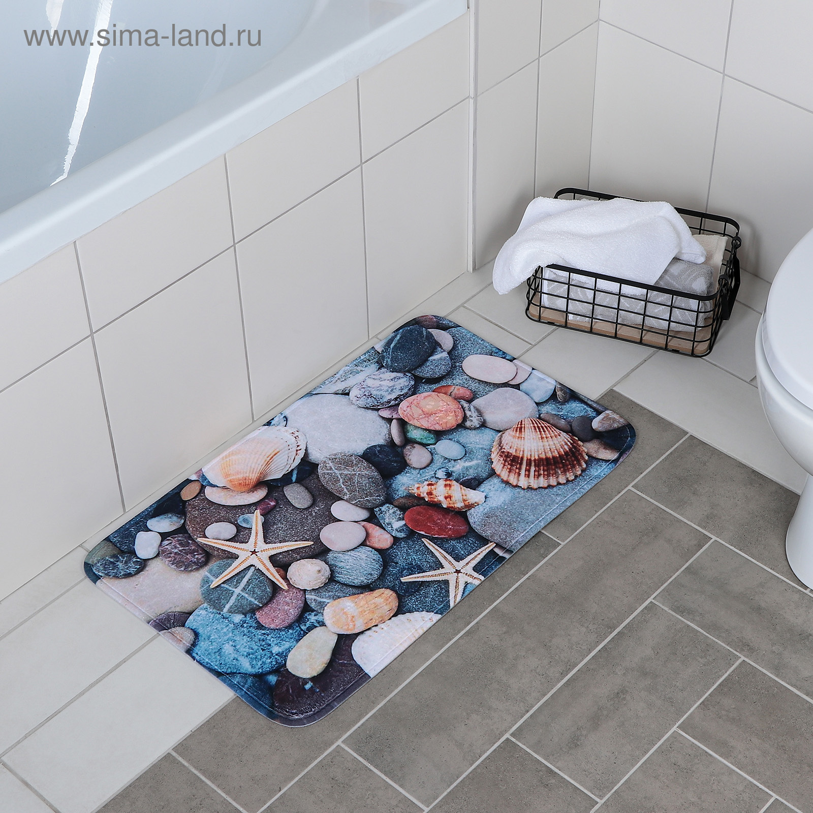 коврик 45х75 см "ракушки на камушках" 2989791