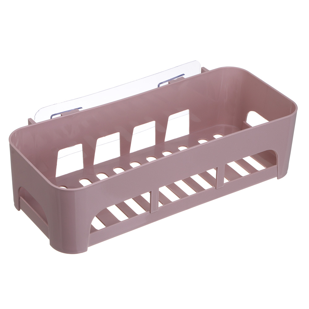 полка настенная прямоугольная глубокая пластик vetta classic пудровый 26x10,5x6,5см