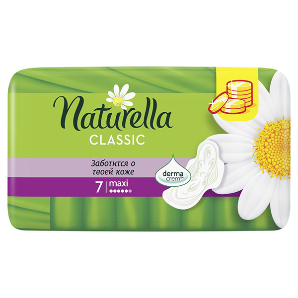 naturella classic ароматизированные camomile maxi single, 7 шт