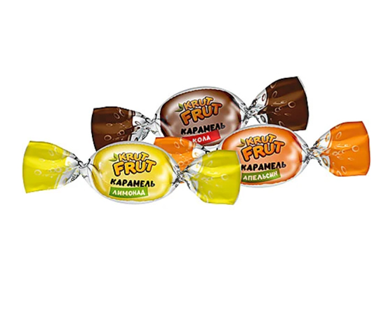 карамель "krutfrut" (крутфрут) с шипучей начинкой (кола, апельсин, лимон) 500г 