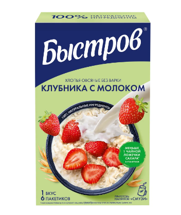 хлопья быстров клубника молоко 6х40г
