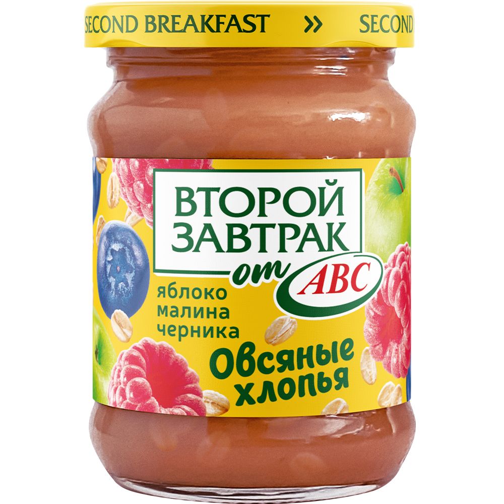 десерт фруктовый авс яблоко малина черника с овсянными хлопьями 250г