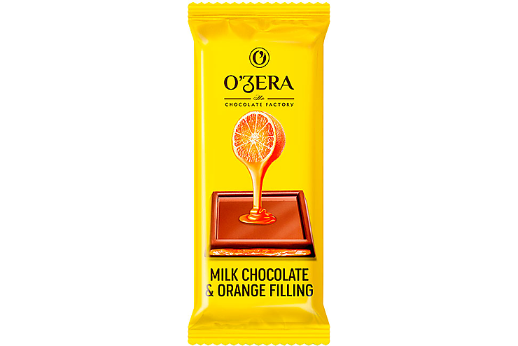 шоколад молочный o`zera milk & orange filling 24г