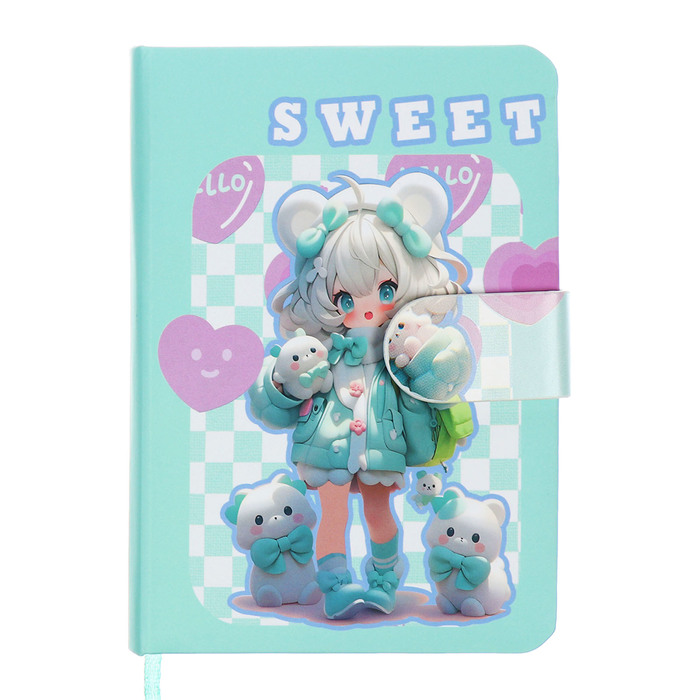 записная книжка линия с хлястиком аниме 96л