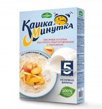 каша со вкусом персика со сливочным вкусом кашка минутка 215г
