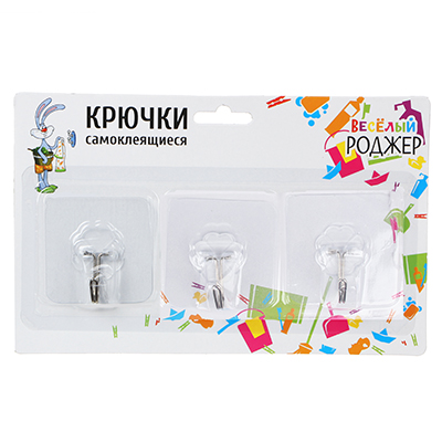 крючок самоклеящийся веселый роджер, 6х6 см, 3 штуки в комплекте, пвх